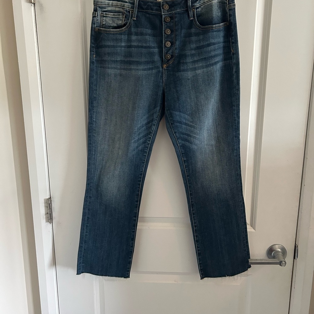 DRIFTWOOD Blue Ankle Cropped Jeans with Raw Hem
